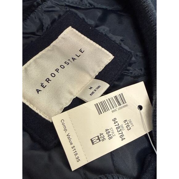 NEW Aeropostale Varsity Bomber Letterman Jacket Coat Patches Embroidered Medium - Picture 2 of 2